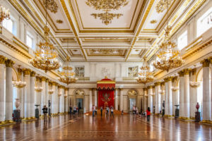 Ornate interior of the imperial throne room in the State Hermita